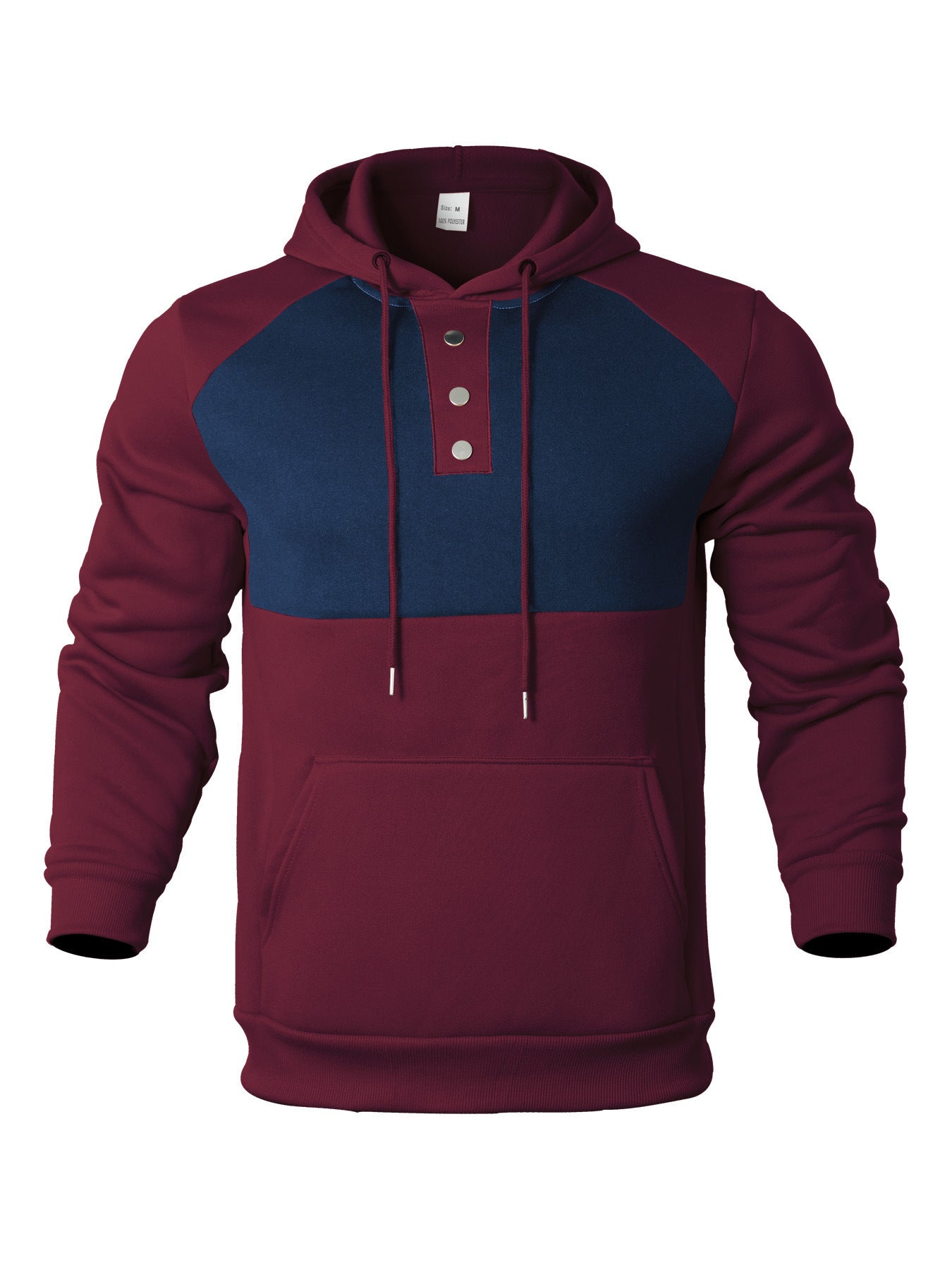 Street Wave Mens Button Front Hoodie With Contrast Panels For Everyday Comfort And Style