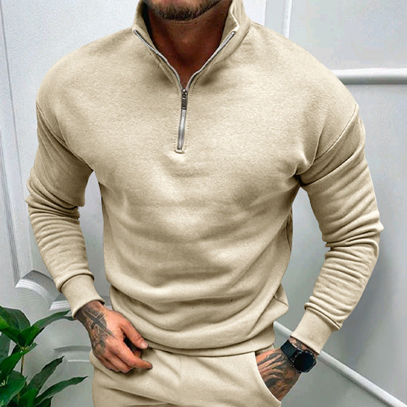 Mens Zip Neck Sweatshirt Street Wave Soft Breathable Comfort Stand Collar For Men