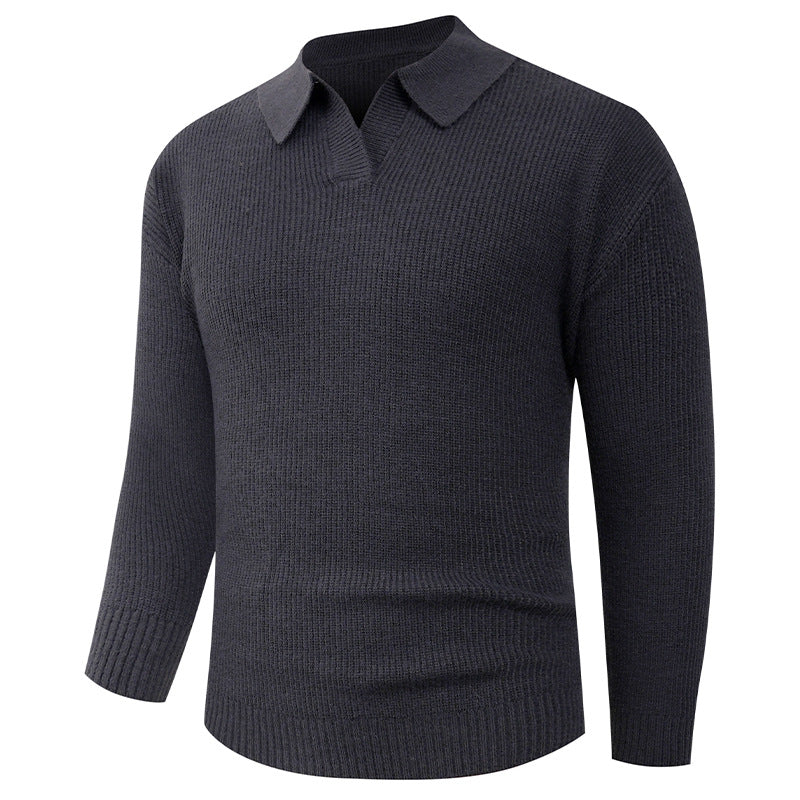 Street-Wave Men's Knit Pullover With Classic Collar And Structured Texture Soft Cotton Blend For All Day Comfort