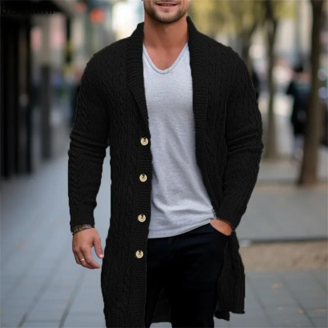 Men Cable Knit Cardigan Open Front With Button Details Streetwave Premium Cozy Everyday