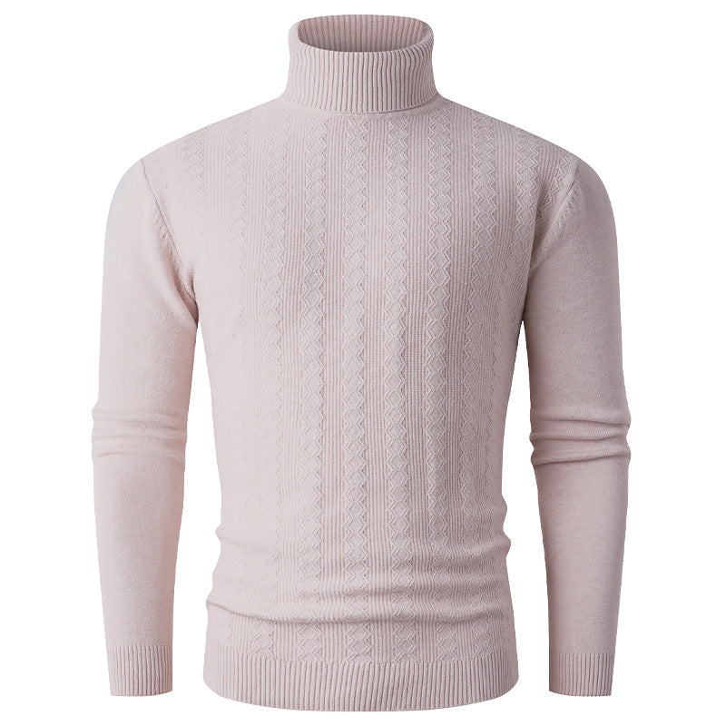 Street-wave Men's Turtleneck Sweater With Structured Knit Pattern For Warmth And Comfort