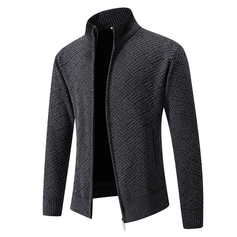 Street-Wave Men's Knit Cardigan With Modern Plaid Pattern Soft Breathable Comfort