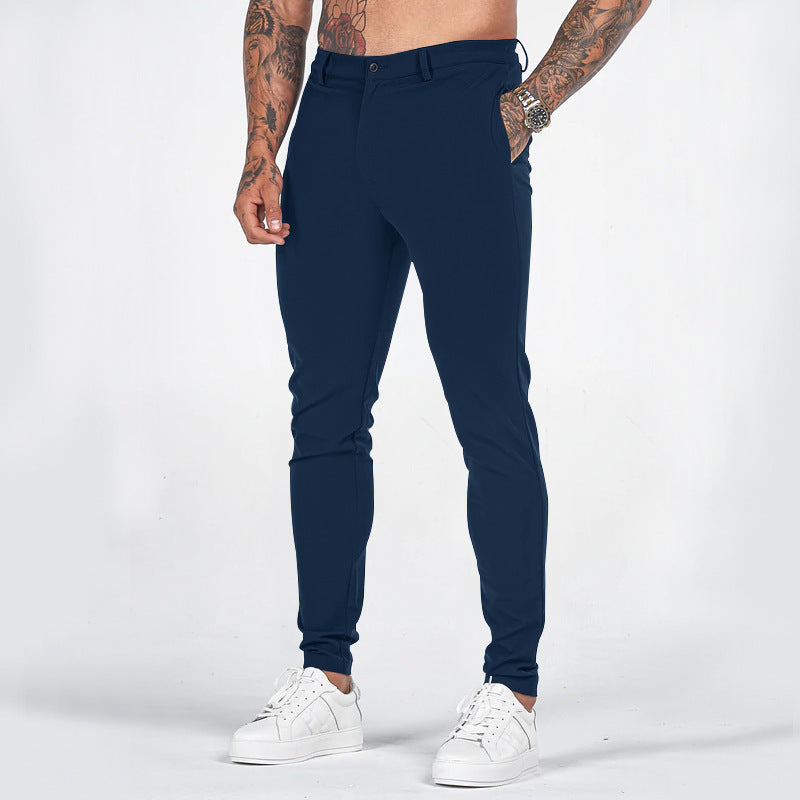 Street-Wave Mens Elegant Slim-Fit Chinos With Elastic Waistband And Handy Pockets