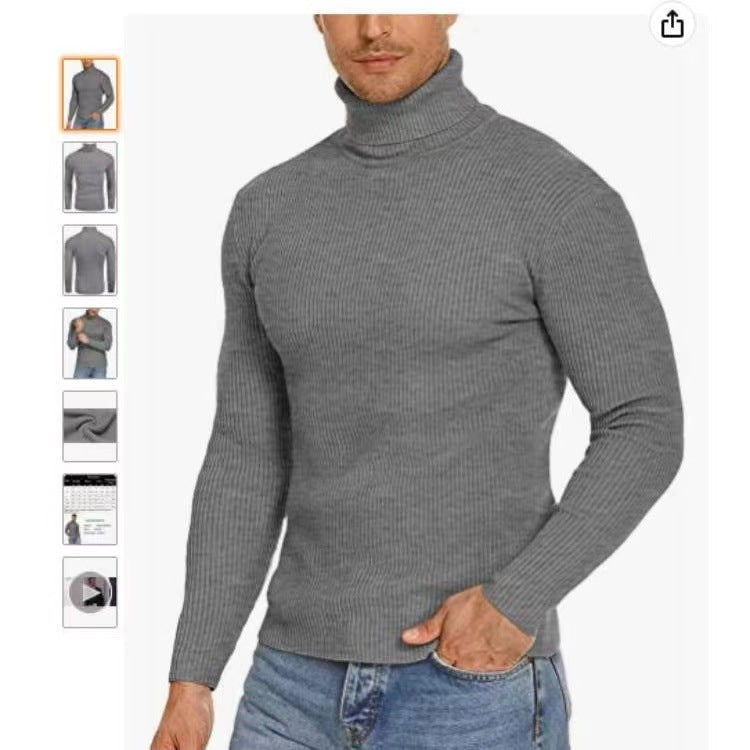 Street-Wave Men's Ribbed Knit Turtleneck Sweater Cozy Warmth Premium Comfort Versatile Wear