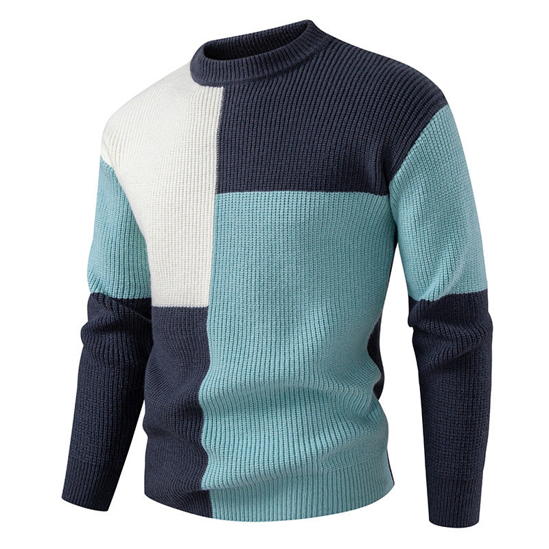 Street Wave Men's Patchwork Knit Sweater Breathable Comfort Color Block Pullover