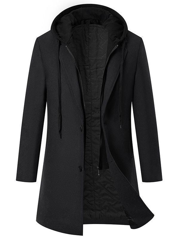 Chic Women Elegant Coat With Removable Hood And Quilted Lining Street Wave Sporty Details
