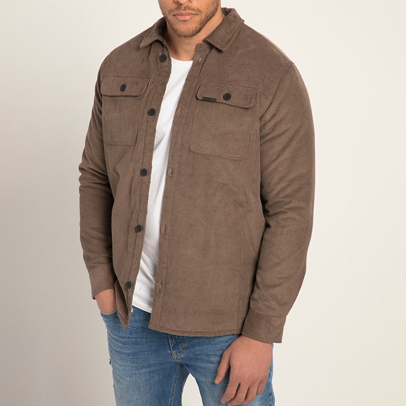 Street-Wave Men's Corduroy Jacket With Practical Chest Pockets And Modern Fit For Urban Style