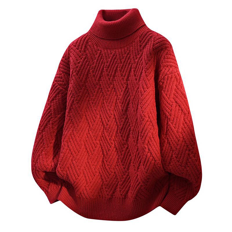 Streetwave Women Oversized Turtleneck Sweater With Structured Cable Knit For Warm Comfort