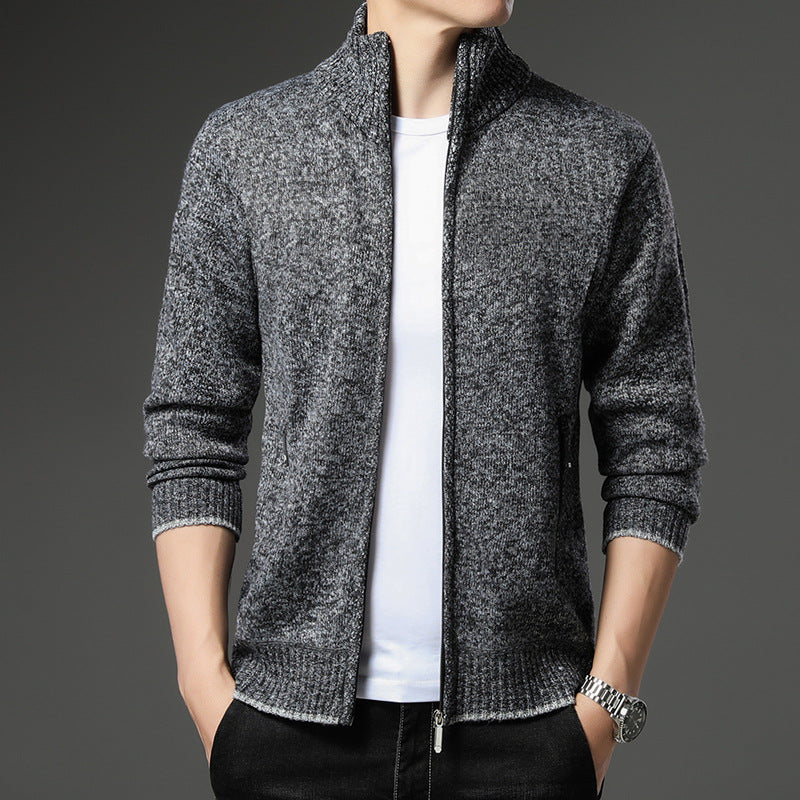 Men's Fleece Jacket Street-Wave High Collar With Zip Pockets For All-Season Warmth And Comfort