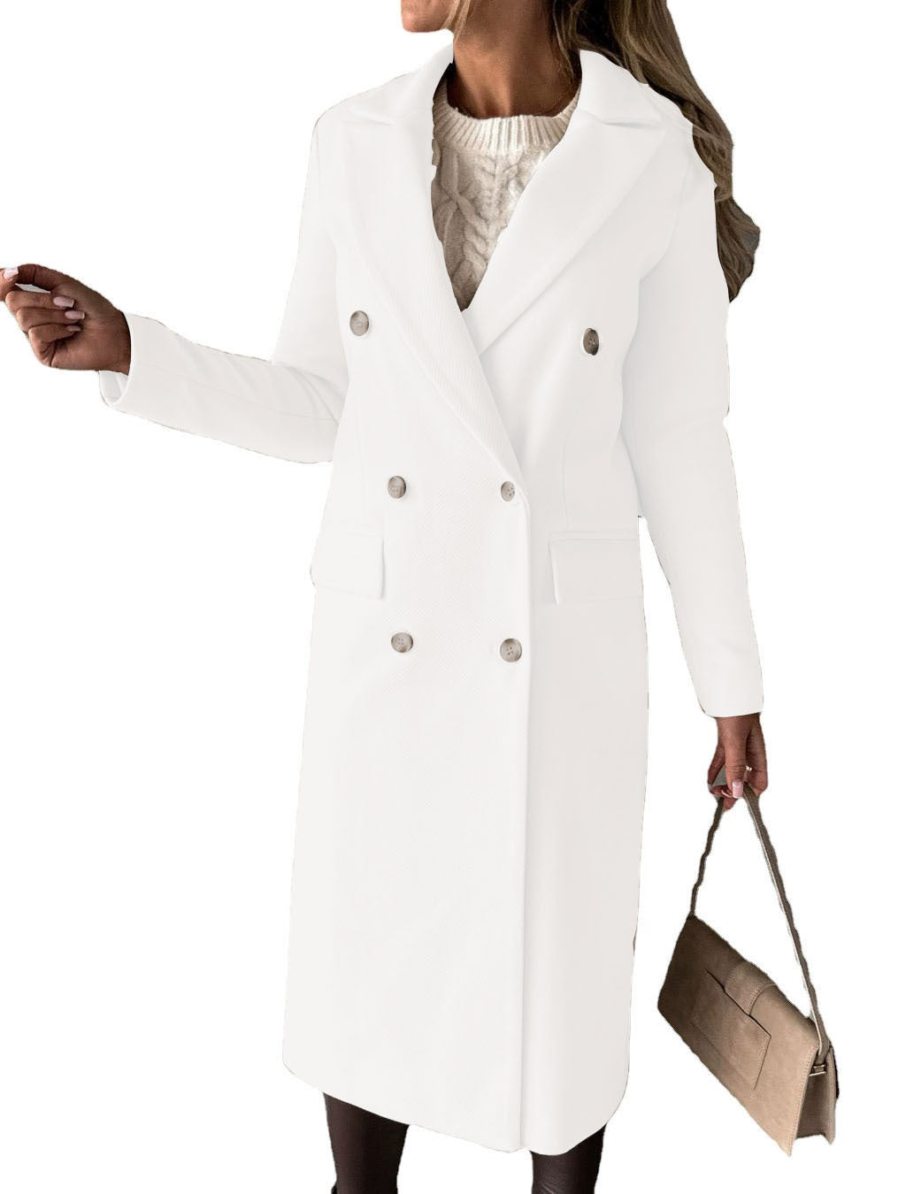 Streetwave Womens Wool Coat Double Breasted Elegant Warmth Timeless Chic Outerwear