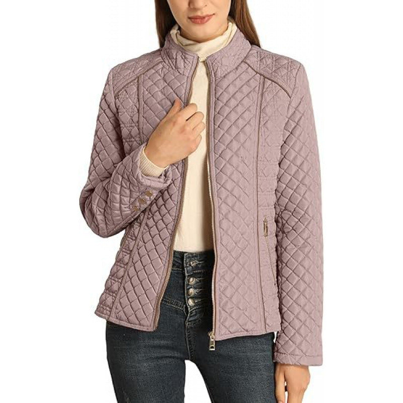 Street-wave Women Quilted Jacket With High Collar Soft Warmth Casual Everyday Outerwear