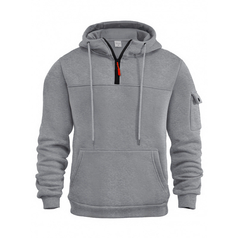 Street Wave Mens Functional Hoodie With Half Zip And Side Pockets For Active Living