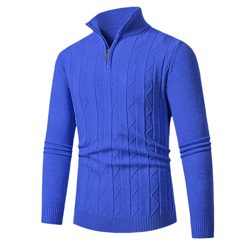 Men's Cable Knit Sweater With Zipper By Street Wave For Modern Casual Wear And Cold Days