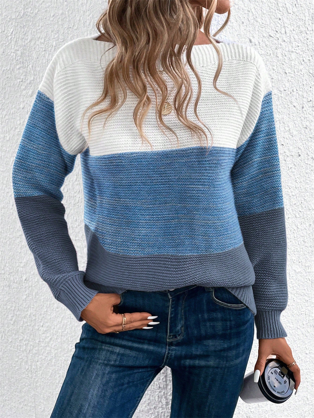 Street-Wave Womens Color Block Knit Sweater With Modern Design For Trendy Comfort