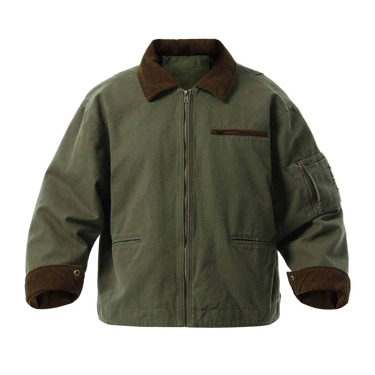 Stylish Urban Transitional Jacket For Men Street-wave Cord Collar With Practical Pockets