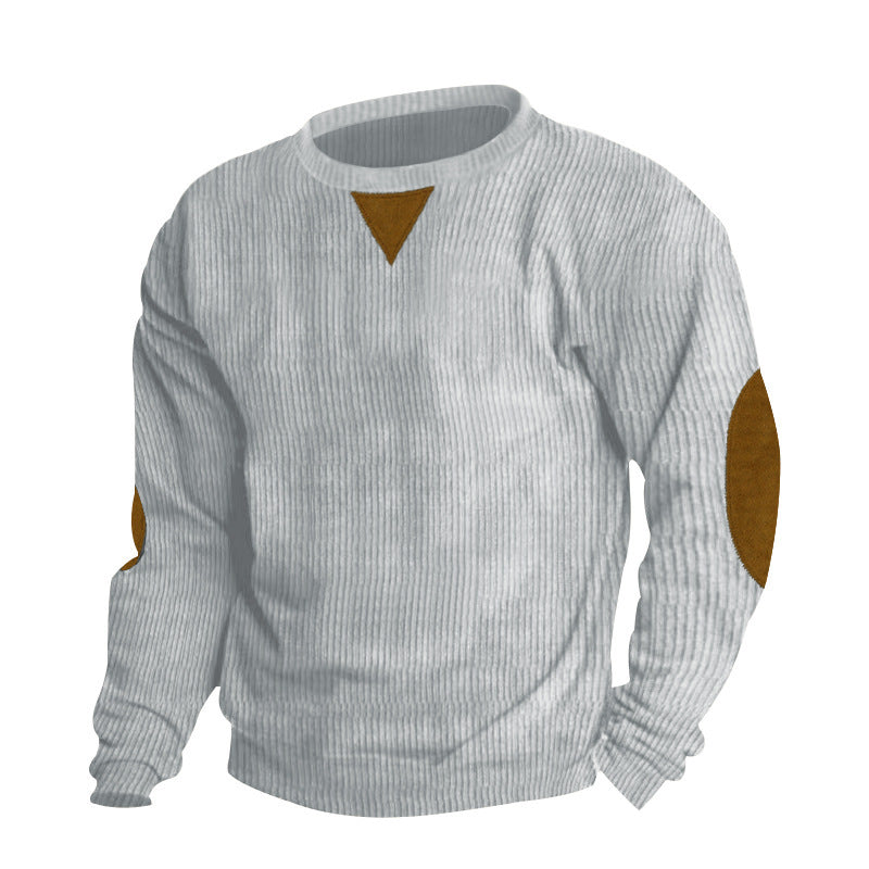 Street Wave Women's Ribbed Knit Pullover With Faux Leather Details And Elbow Patches