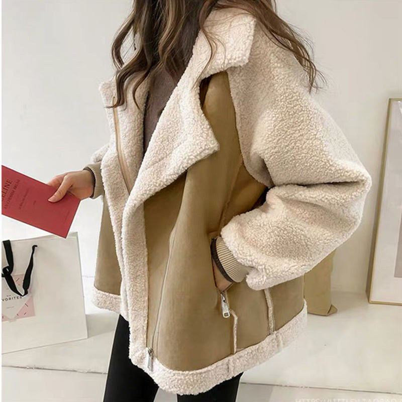 Streetwave Oversized Plush Jacket For Women Cozy Sherpa Lining Warmth And Comfort