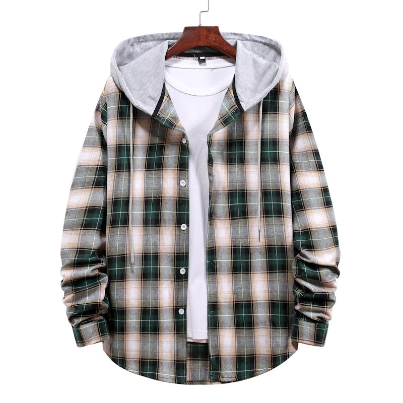 Plaid Flannel Hooded Jacket For Women Street-wave Warmth Cozy Comfort Versatile For Transitional Weather
