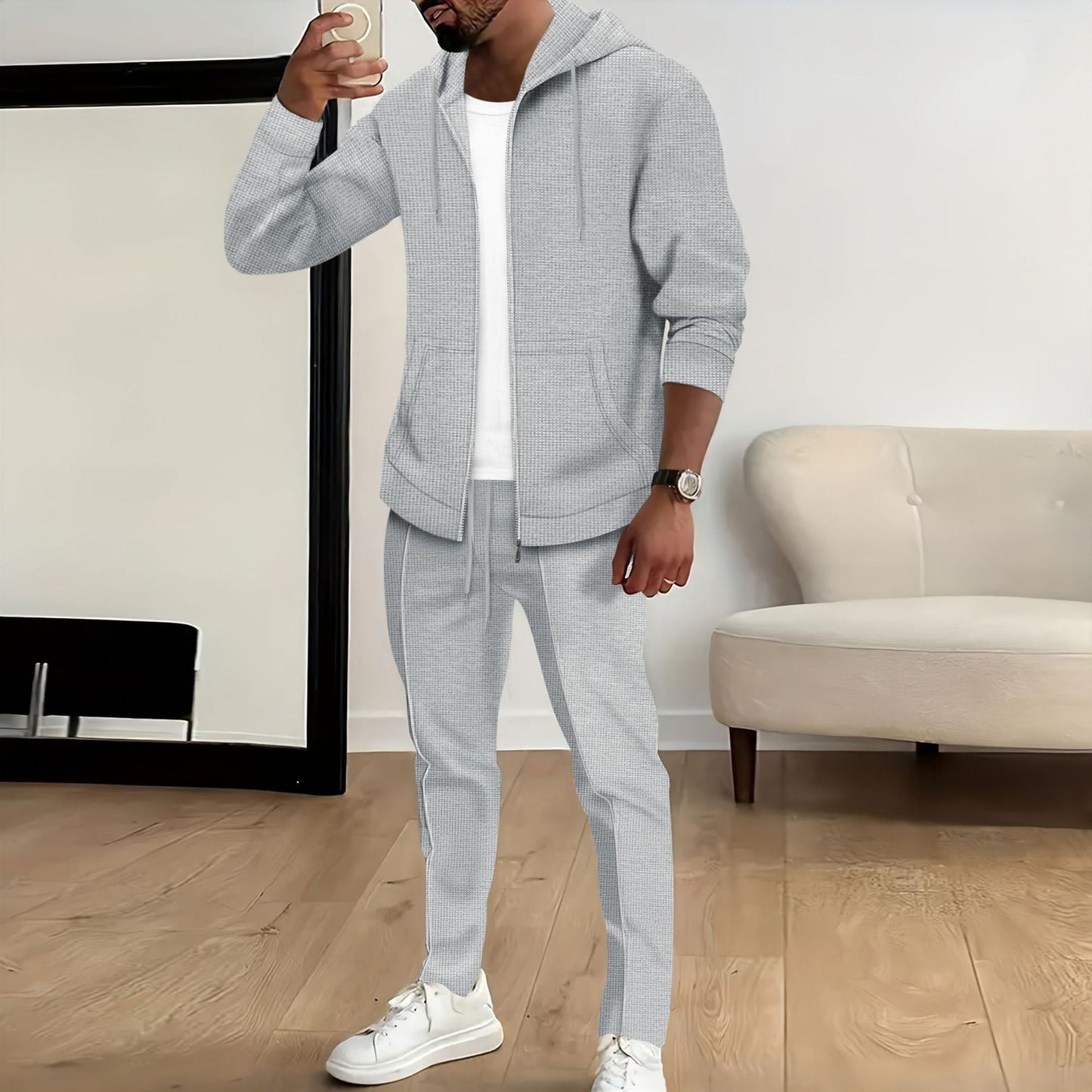 Street-wave Men's Zip Hoodie Tracksuit Set Premium Comfortable Activewear For Men