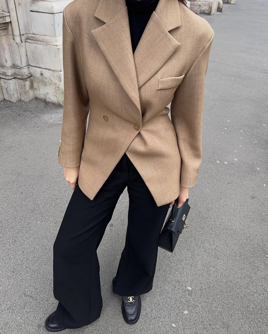 Women Double Breasted Blazer Street-Wave Elegant Tailored Fit For Office And Evening