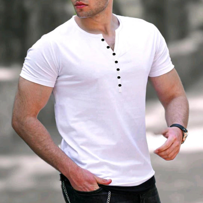Street-Wave Men Henley T Shirt Slim Fit Soft Knit Everyday Style
