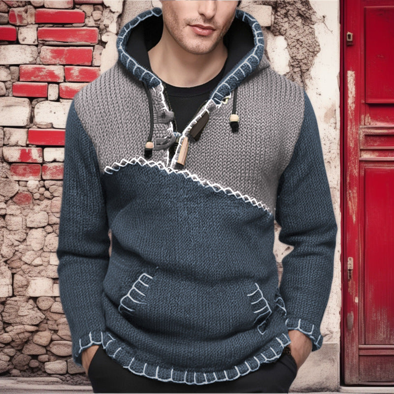 Mens Hoodie With Unique Zigzag Knit Pattern Premium Streetwave For Men Cozy All Day Warmth