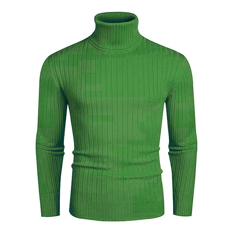 Street Wave Men's Turtleneck Knit Sweater With Fine Ribbing For Comfortable Modern Men
