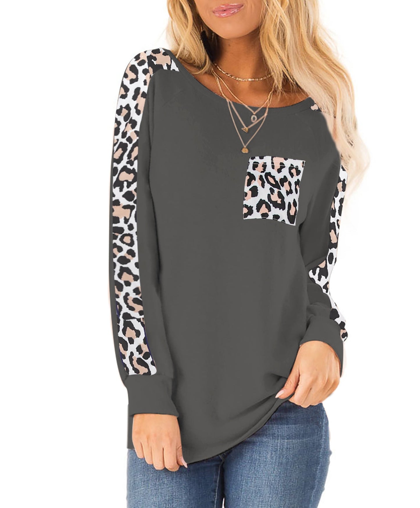 Street-wave Women's Trendy Leopard Print Sweatshirt With Modern Cut And All-Day Comfort