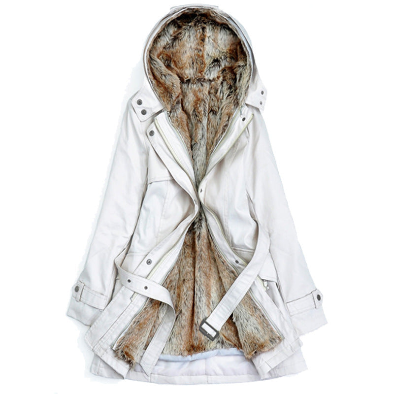 Street-Wave Women's Warm Lined Outdoor Hooded Jacket With Faux Fur Interior for Cold Weather