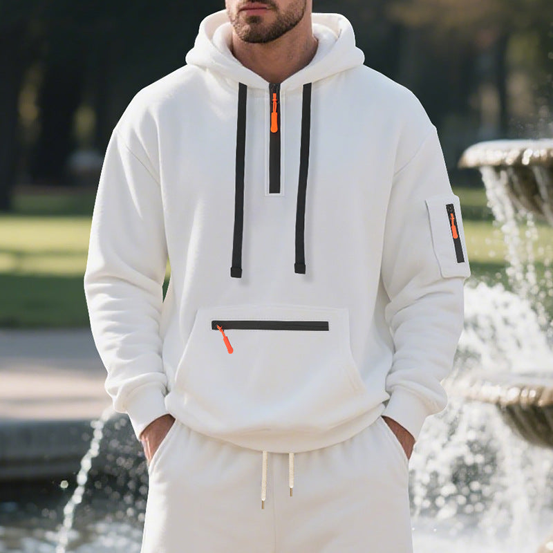 Street-wave Men's Breathable Functional Zip Hoodie With Front Pocket For Active Lifestyles