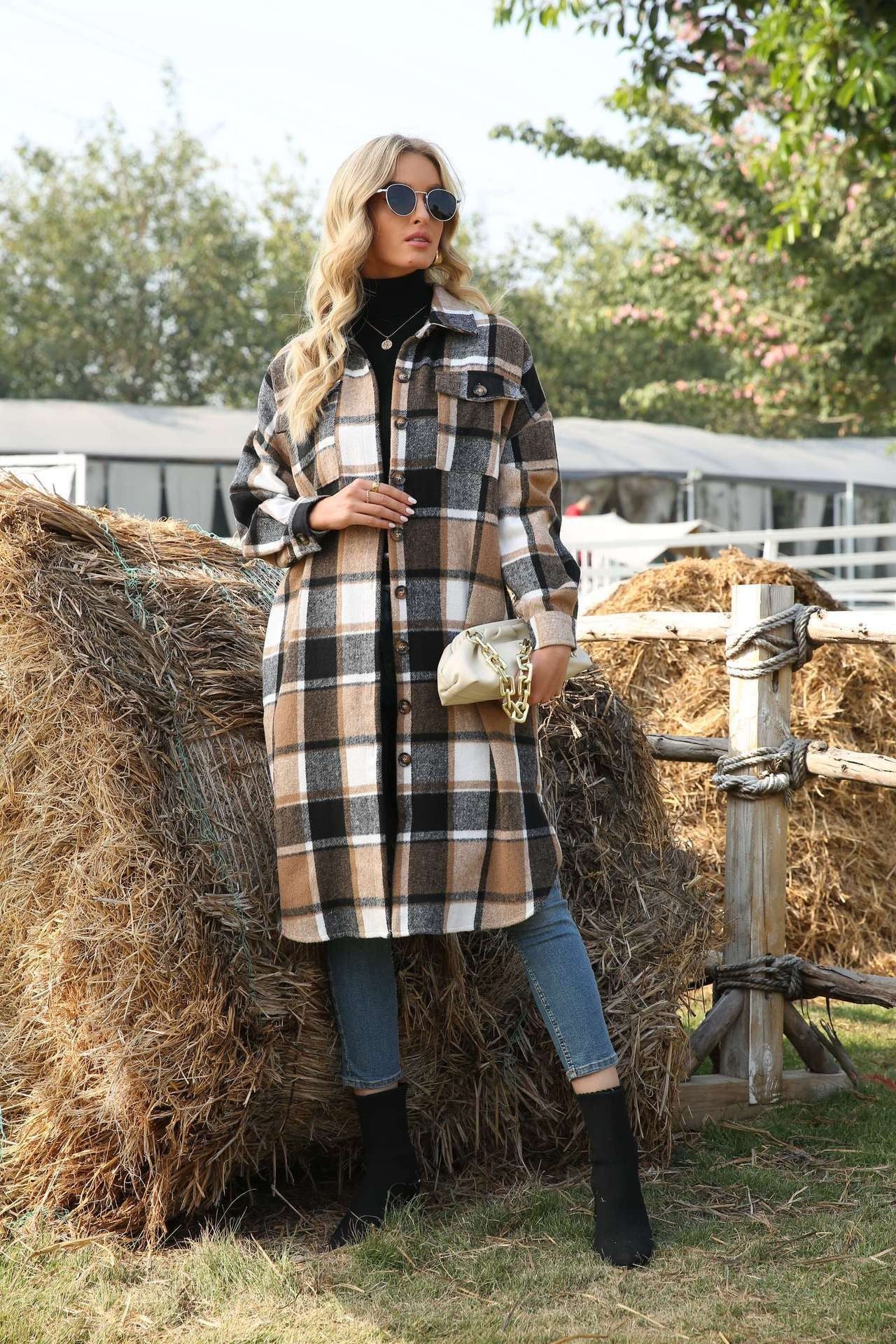 Streetwave Plaid Overshirt Jacket For Women Versatile Soft Breathable Everyday Wear