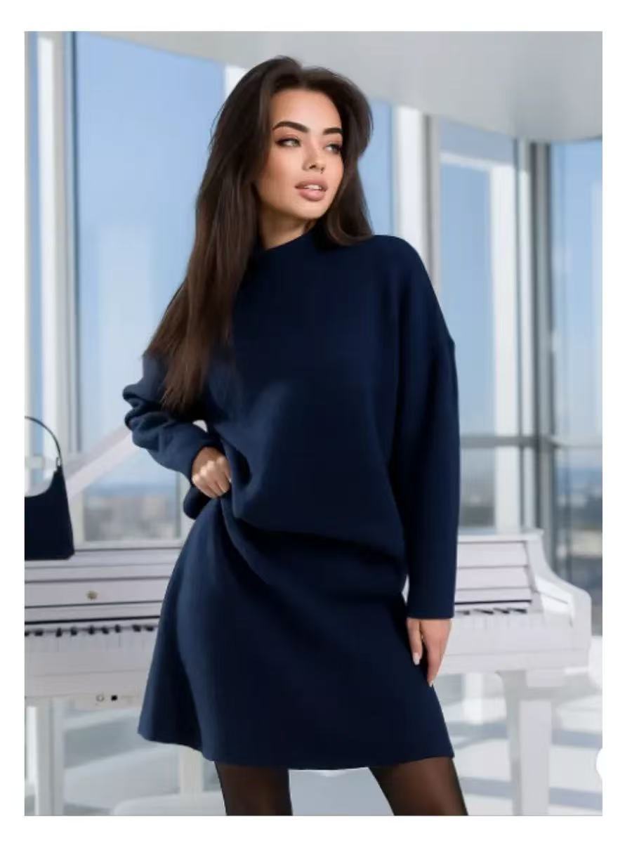 Womens Knit Set by Street-wave Relaxed Wide Silhouette with High Neck Chic Effortless Style for Modern Women