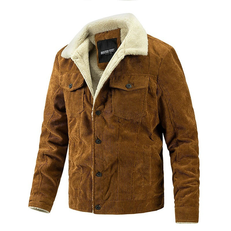 Street Wave Mens Corduroy Jacket With Cozy Warm Lining For Cold Weather All Winter