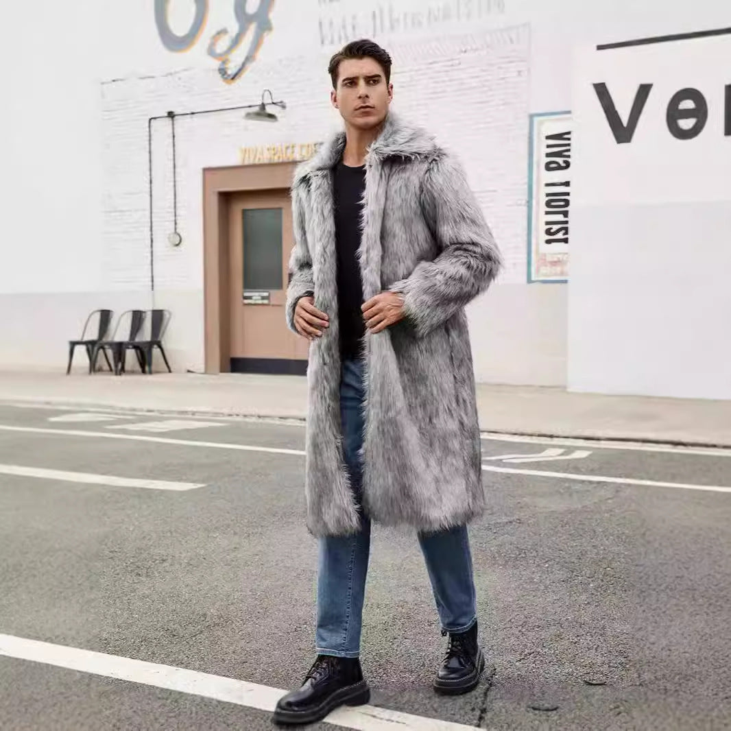 Street-wave Men's Elegant Faux Fur Teddy Coat - Luxurious Warmth For Cold Days And Special Occasions