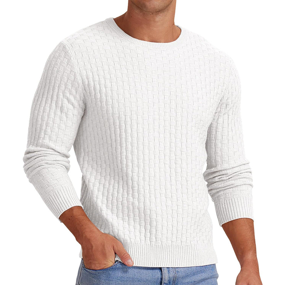 Streetwave Men Textured Crew Neck Sweatshirt Structured Knit For Modern Comfort Everyday