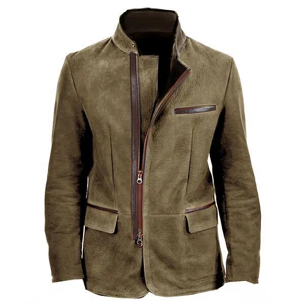 Nordic Flair Mens Suede Jacket Slim Fit With Zipper Pockets