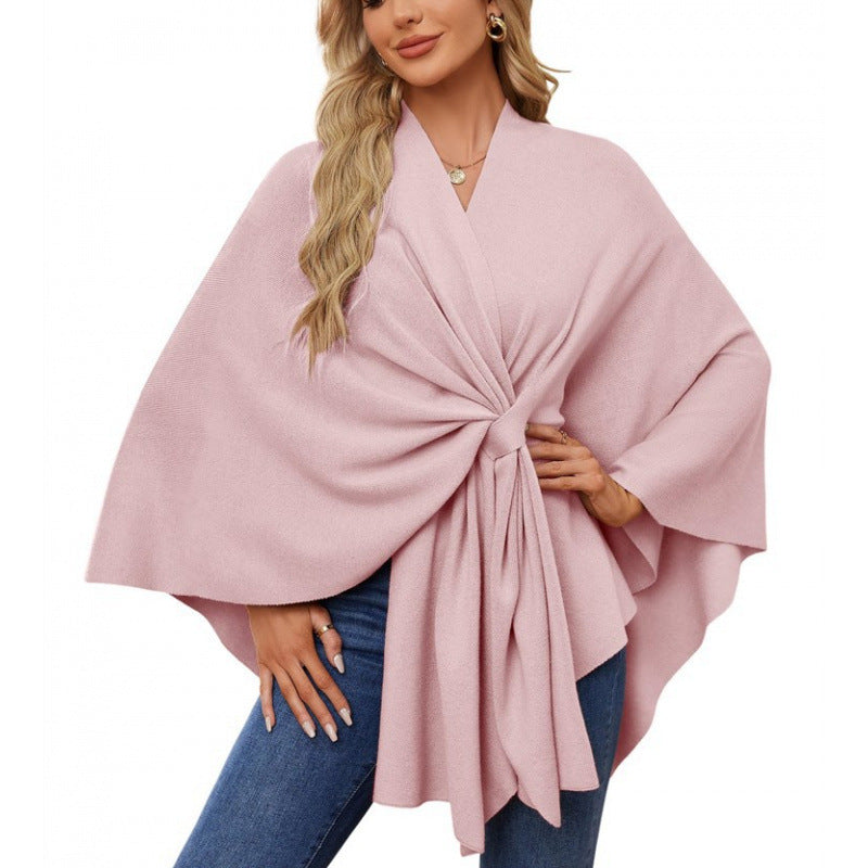 Streetwave Wrap Coat With Knot Tie Front Elegant Draped Silhouette For Stylish Women