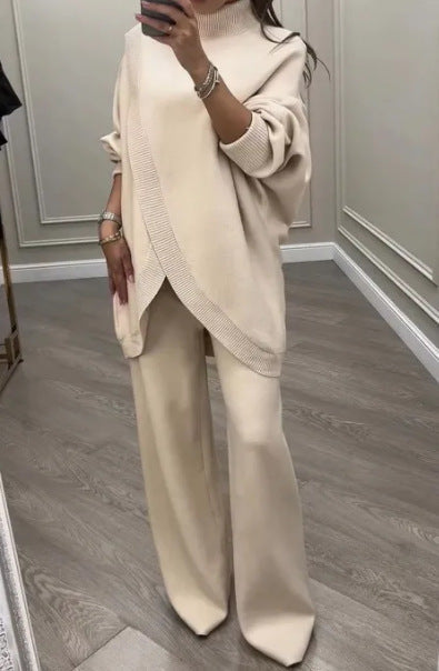 Street-wave Women's Loose Knit Jumpsuit With Wide-Leg Silhouette For Cozy Everyday Style