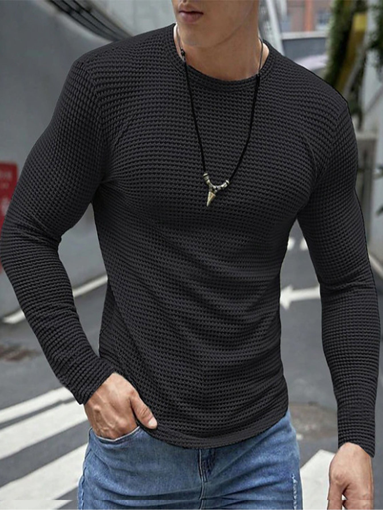 Street-wave Men's Textured Long Sleeve Shirt with Premium Comfort and Everyday Versatility