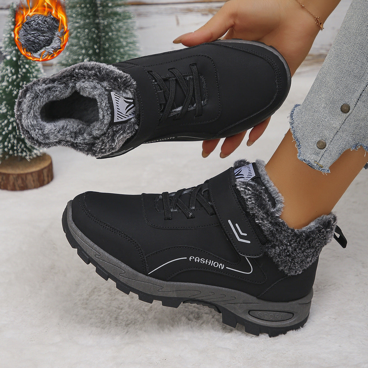 Street-Wave Women's Winter Boots With Water-Repellent Upper And Warm Fur Lining For All Weather Comfort