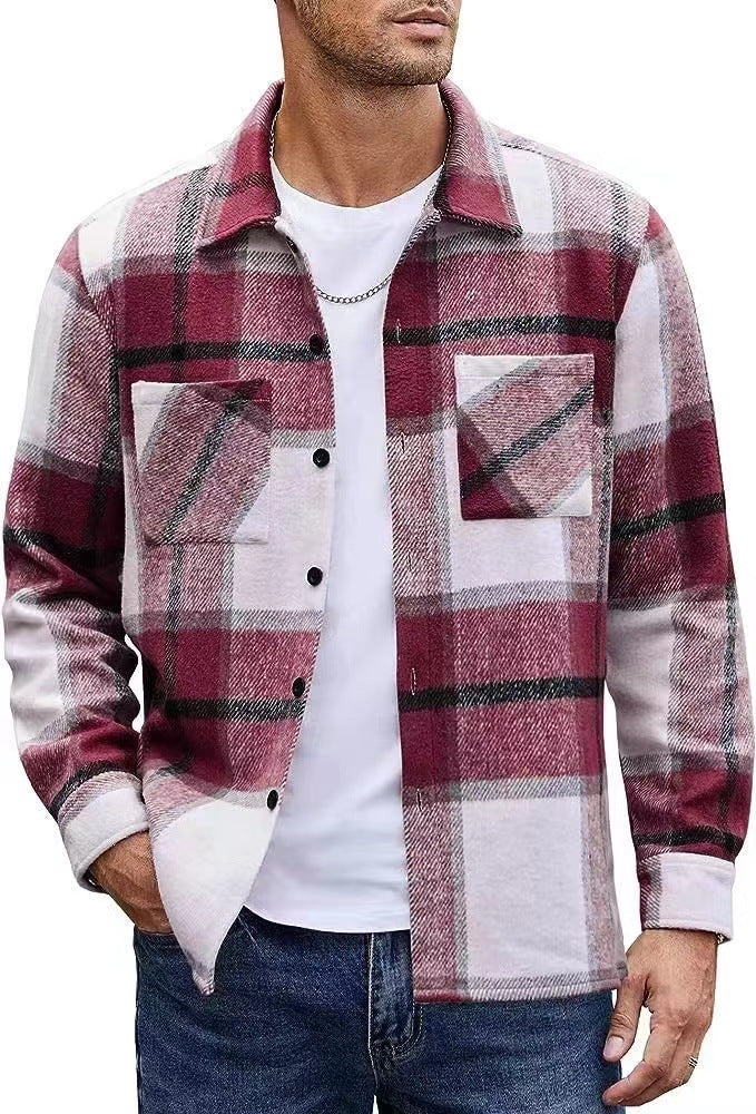 Streetwave Mens Casual Plaid Shirt Jacket Breathable Cotton Blend For Everyday Wear