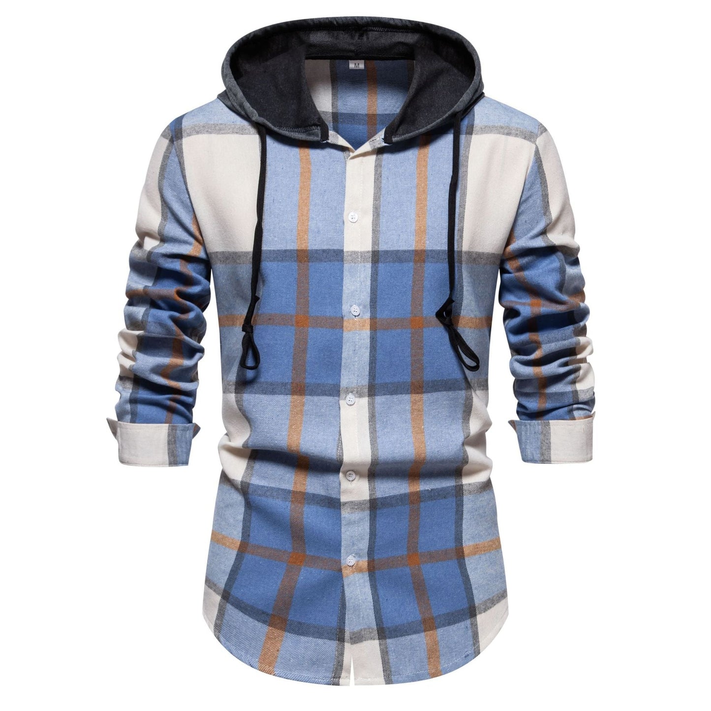 Mens Hooded Plaid Shirt Streetwave Comfortable Fit Integrated Hood Casual Streetwear Outdoors