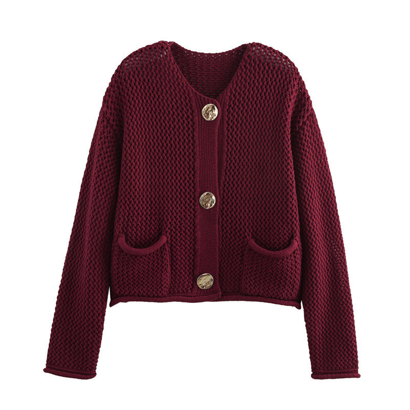 Streetwave Womens Knit Cardigan With Decorative Crochet Pattern For Stylish Comfort