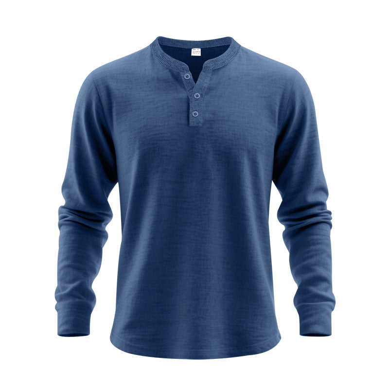 Streetwave Men's Long Sleeve Henley Shirt With Button Placket Breathable Cotton Comfort