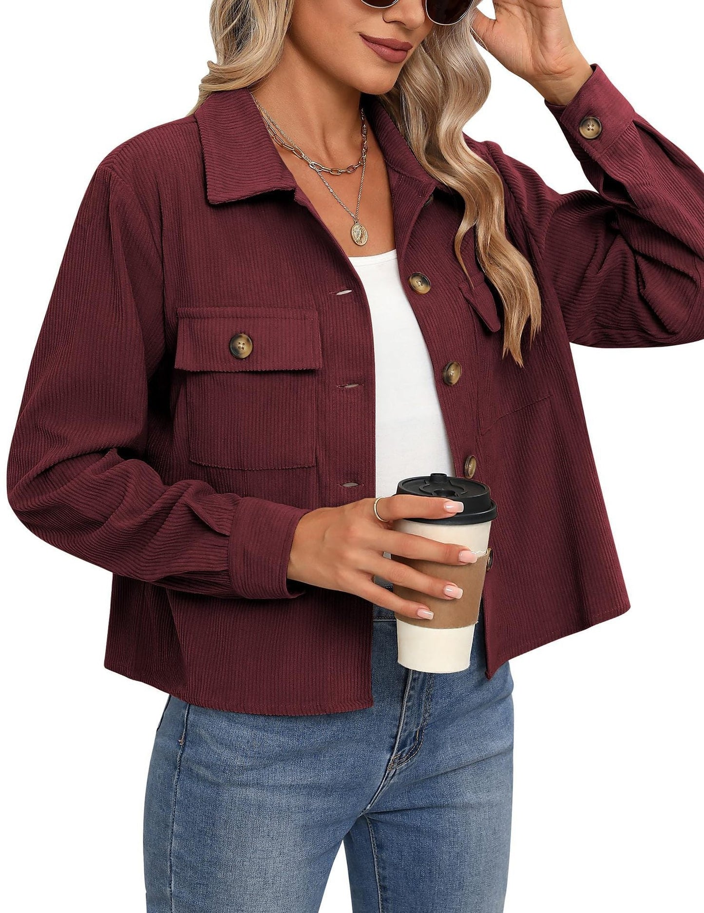Streetwave Women Corduroy Jacket With Two Chest Pockets Chic Cozy Everyday Essential