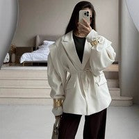 Street-Wave Women's Oversized Blazer With Belt Detail Elegant Versatile Style Chic Everyday
