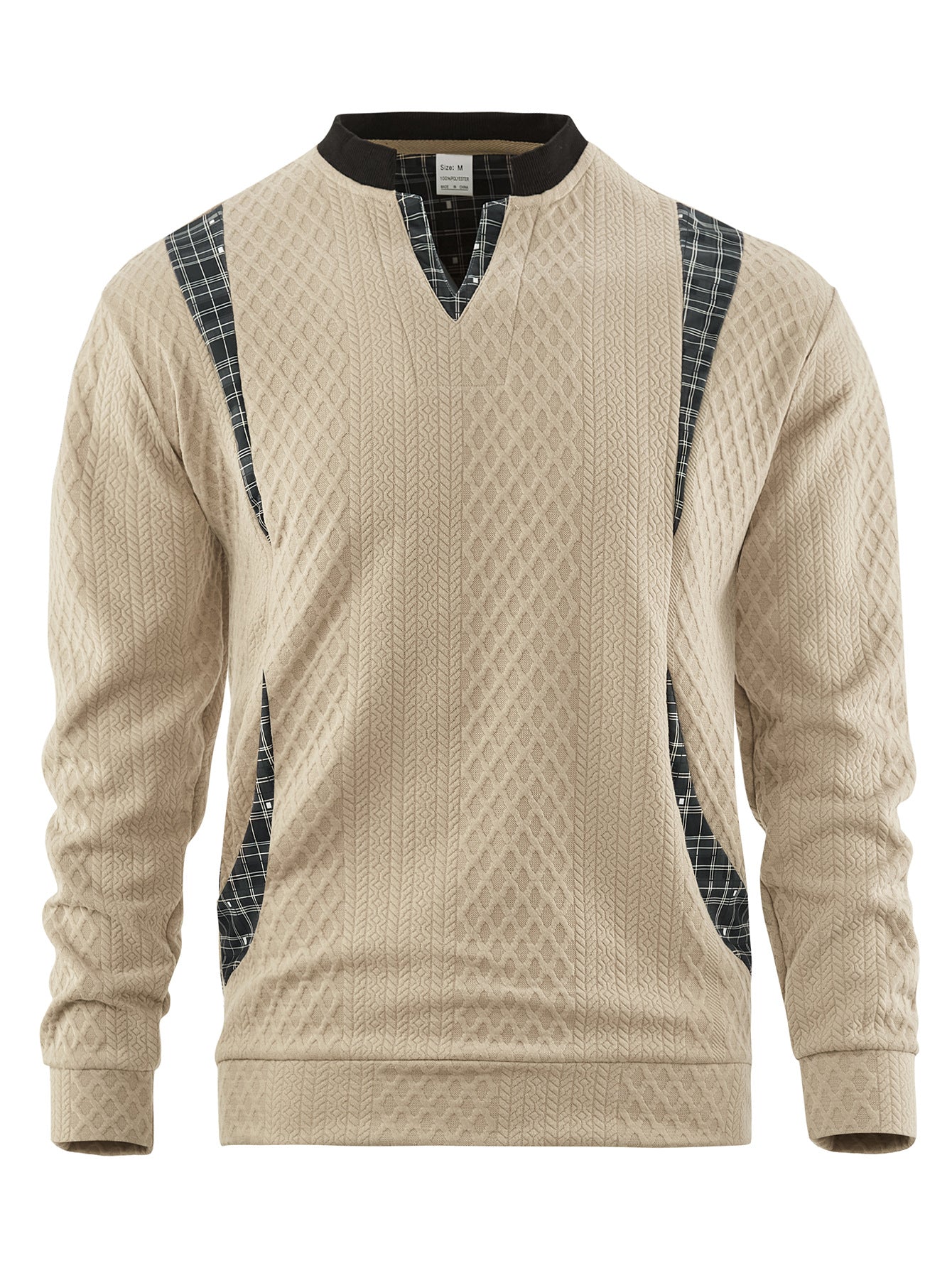 Men's Knit Sweater With Argyle Elements By Street-Wave For Everyday Modern Style