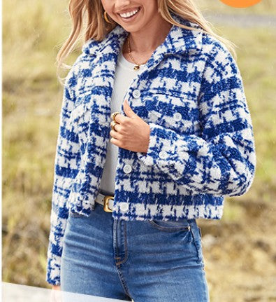 Street-Wave Plaid Cropped Jacket for Women, Versatile On Trend Outerwear for Day to Night Style