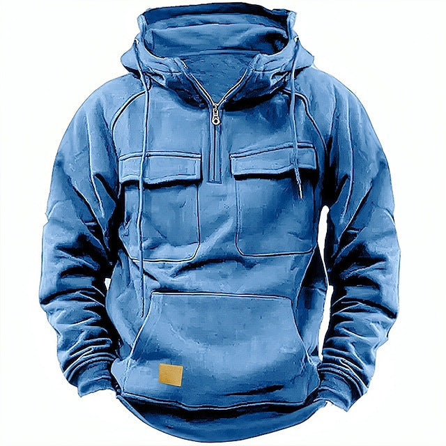 Street Wave Men's Premium Functional Hoodie With Practical Pockets For Outdoor Daily Activity
