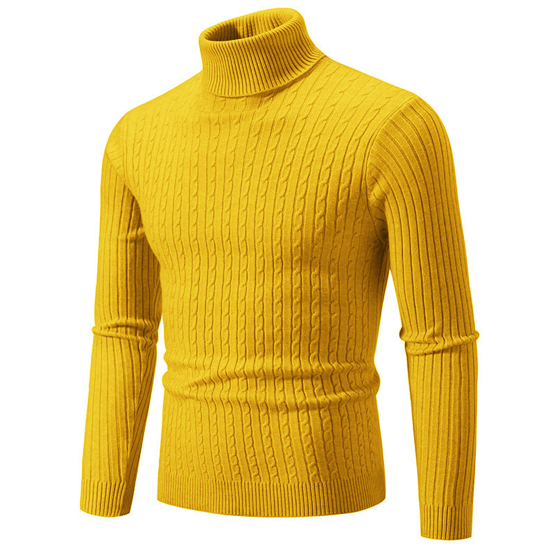Streetwave Men's High Collar Cable Knit Sweater With Textured Pattern For Premium Winter Warmth